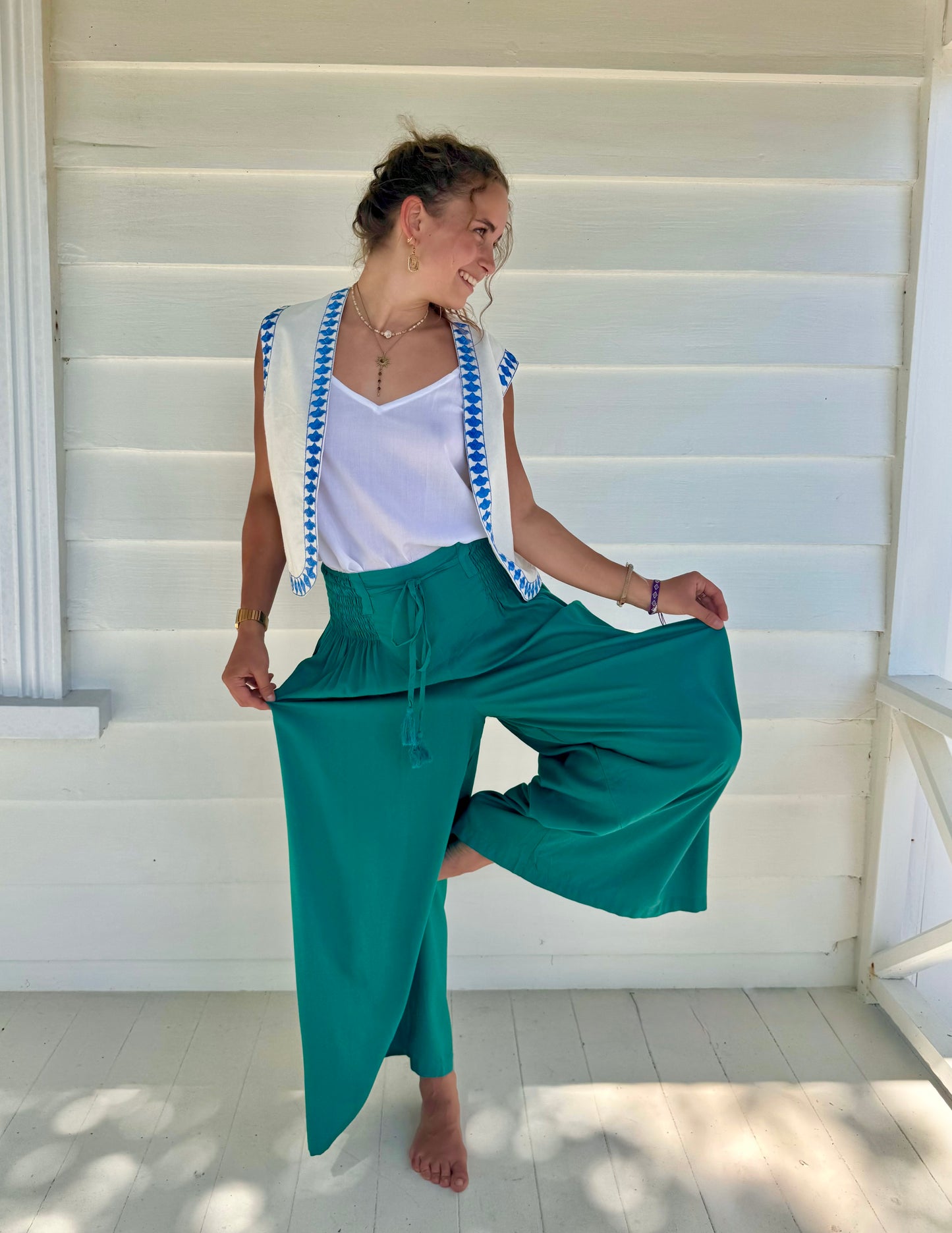 RASA Pants Emerald (view 4), coastal resort wear — The Cocoon Way