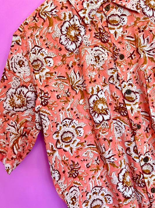 SAIRA Short Sleeve Shirt Peach Floral