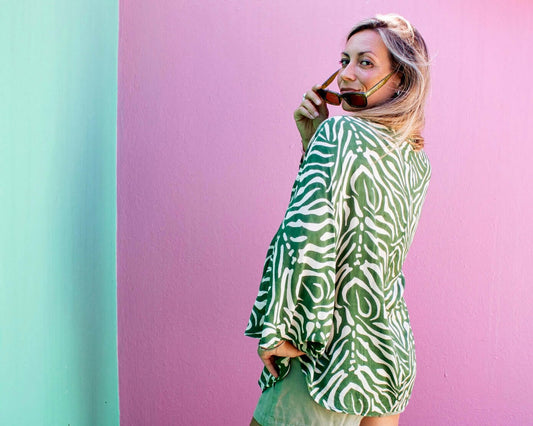 MONIKA Shirt Forest (view 2), coastal resort wear — The Cocoon Way