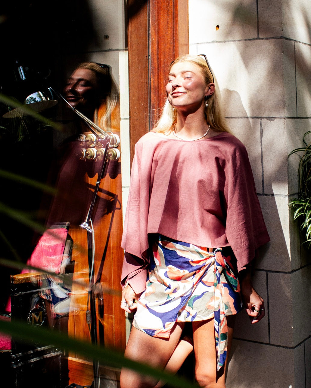 Model Wearing ARYA Cotton Top Blush