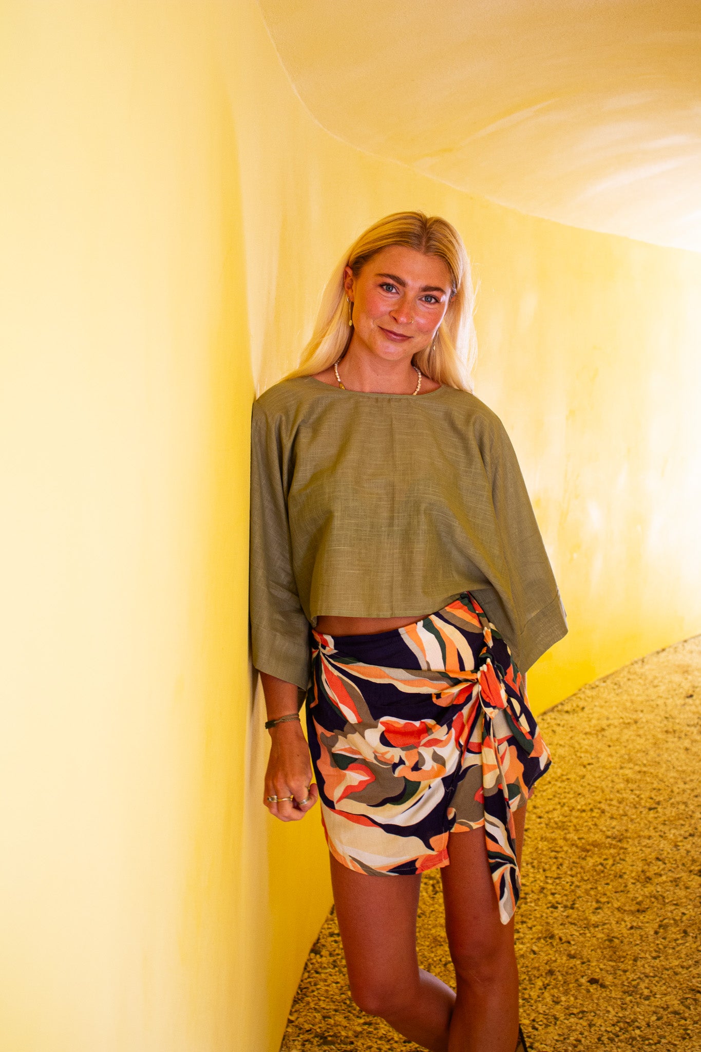 ARYA Cotton Top Olive (view 2), coastal resort wear — The Cocoon Way