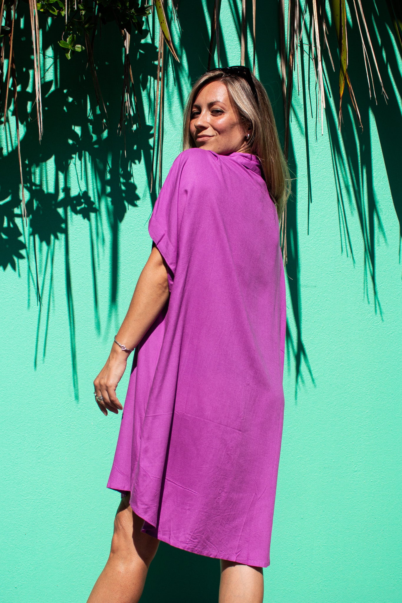 ALBA Maxi Shirt Viola (view 2), coastal resort wear — The Cocoon Way
