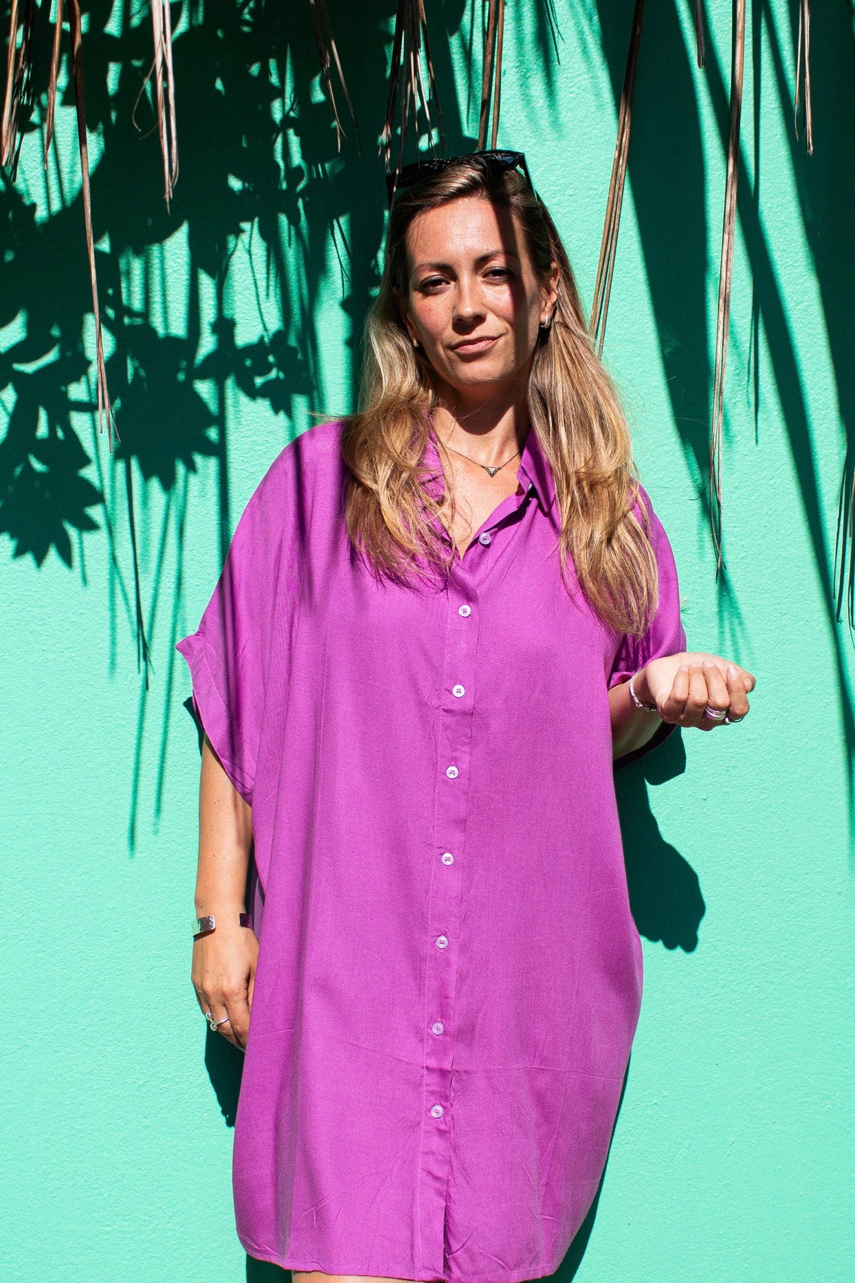 Model wearing ALBA Maxi Shirt Viola