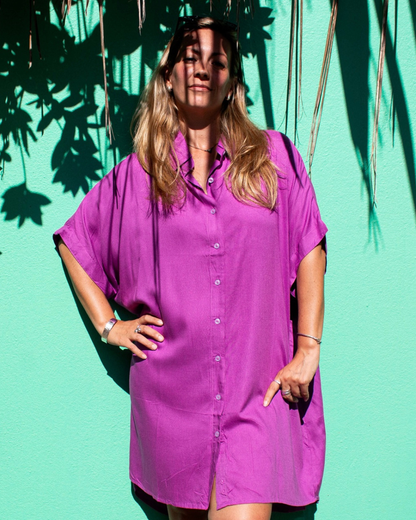 Model wearing ALBA Maxi Shirt Viola