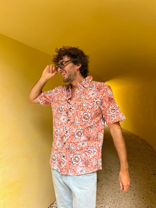 SAIRA Short Sleeve Shirt Peach Floral