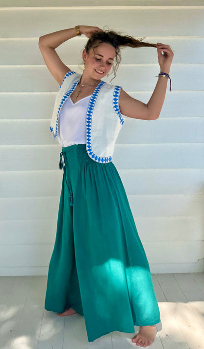 RASA Pants Emerald (view 2), coastal resort wear — The Cocoon Way