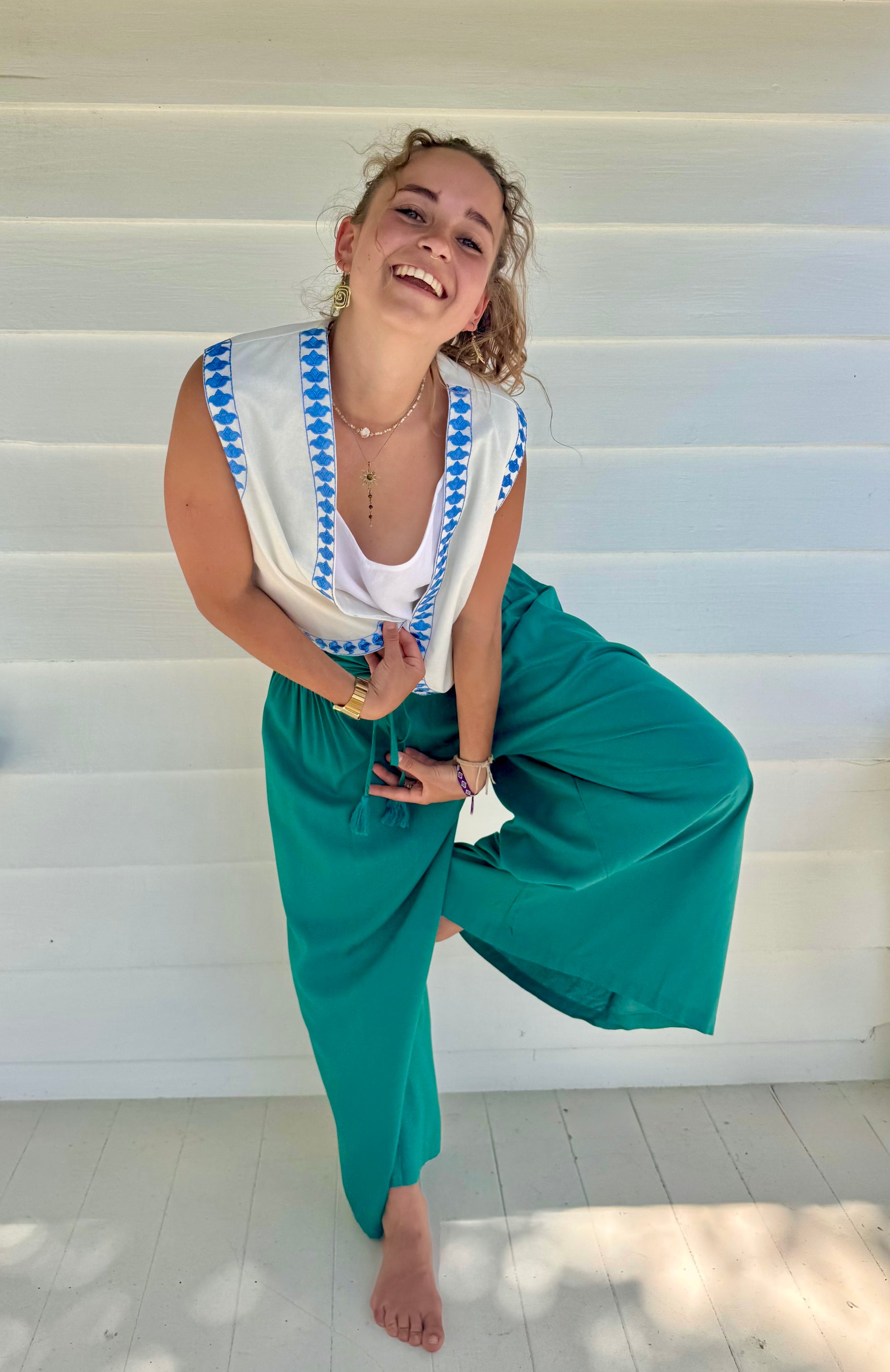 RASA Pants Emerald (view 3), coastal resort wear — The Cocoon Way