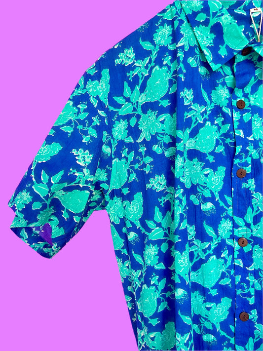 PADMA Shor Sleeve Turquoise Floral
