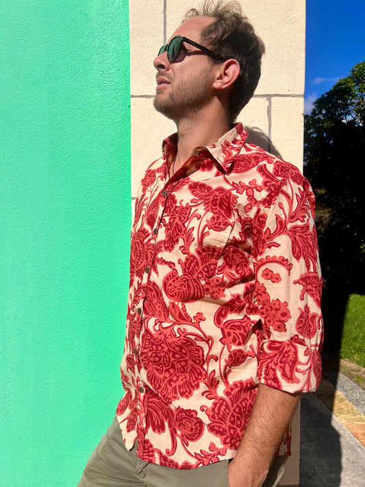 SAIRA Long Sleeve Red and Cream Floral