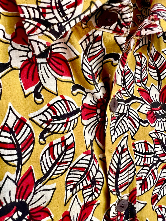 PADMA Short Sleeve Shirt Yellow Floral