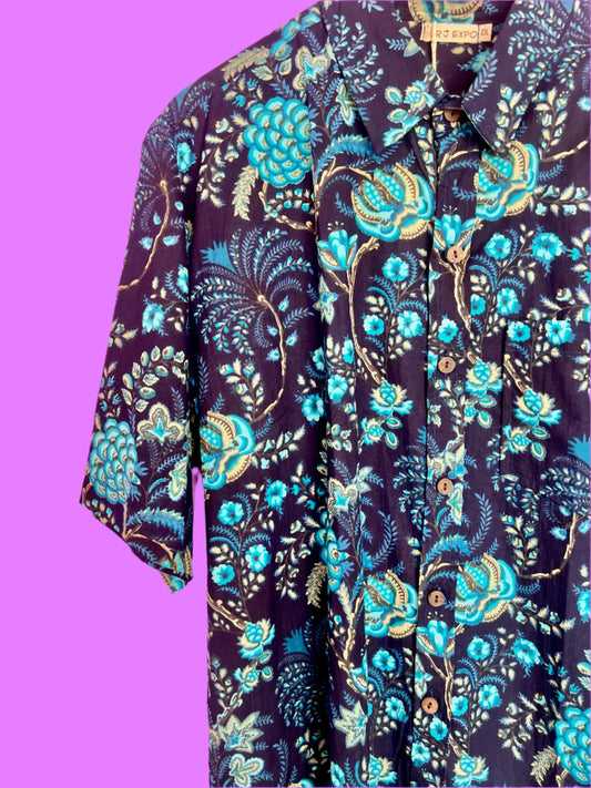 SAIRA Short Sleeve Blue Floral
