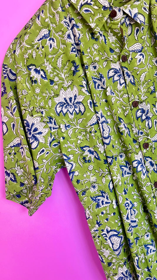 PADMA Short Sleeve Shirt Green Floral