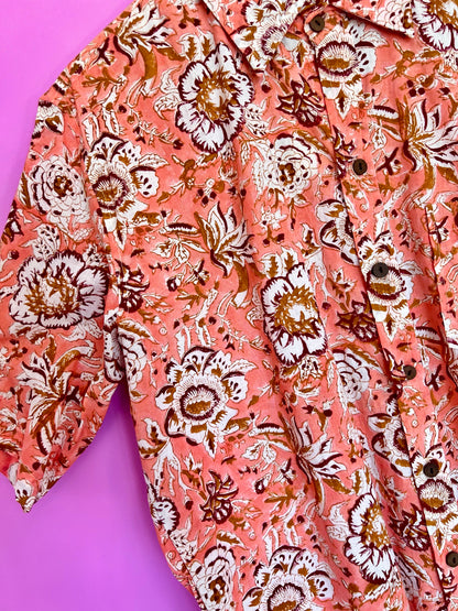 SAIRA Short Sleeve Shirt Peach Floral