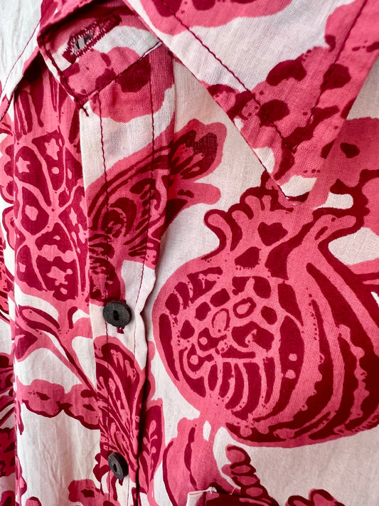 SAIRA Short Sleeve Red and Cream Floral