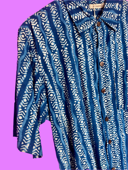 SAIRA Short Sleeve Blue Brush