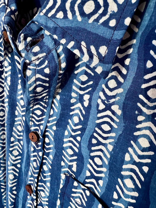 SAIRA Short Sleeve Blue Brush