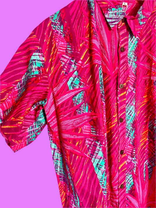 PADMA Short Sleeve Fuchsia Palms