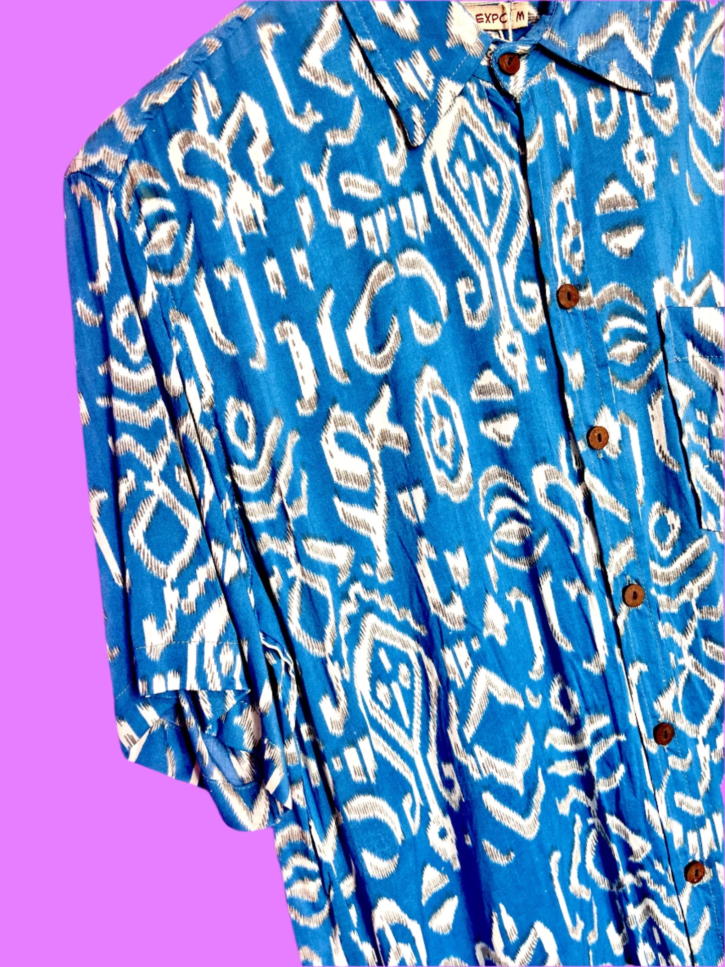 SAIRA Short Sleeve Indigo Ikat