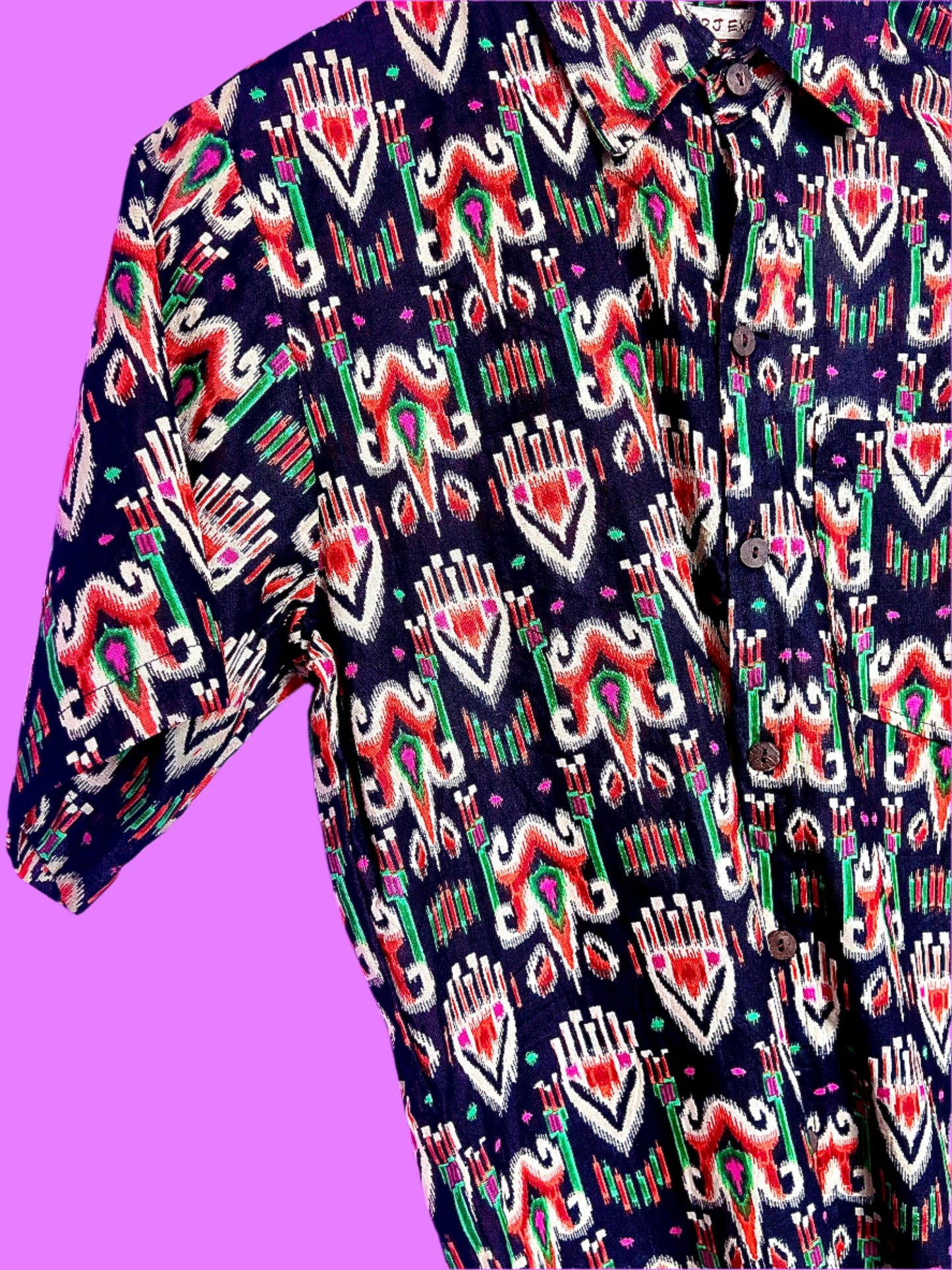 SAIRA Short Sleeve Black Electric Ikat