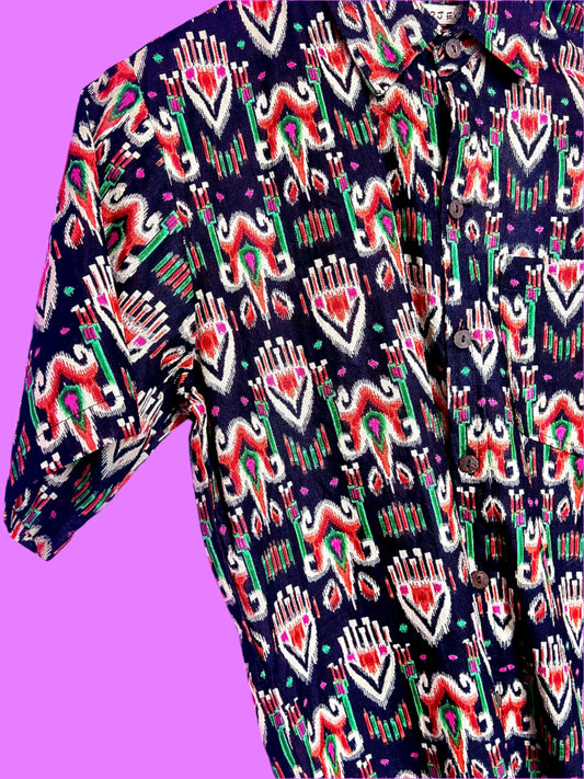 SAIRA Short Sleeve Black Electric Ikat