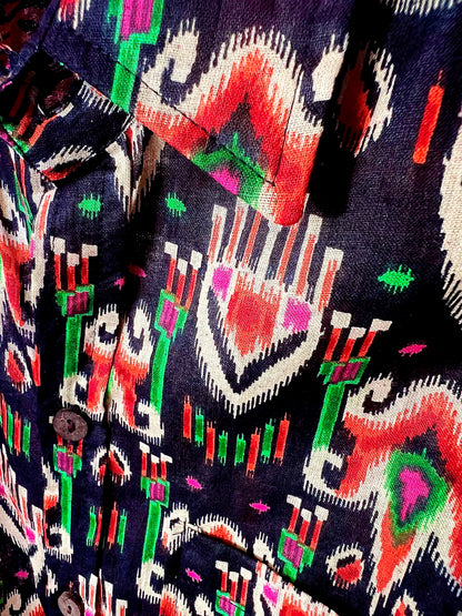 SAIRA Short Sleeve Black Electric Ikat