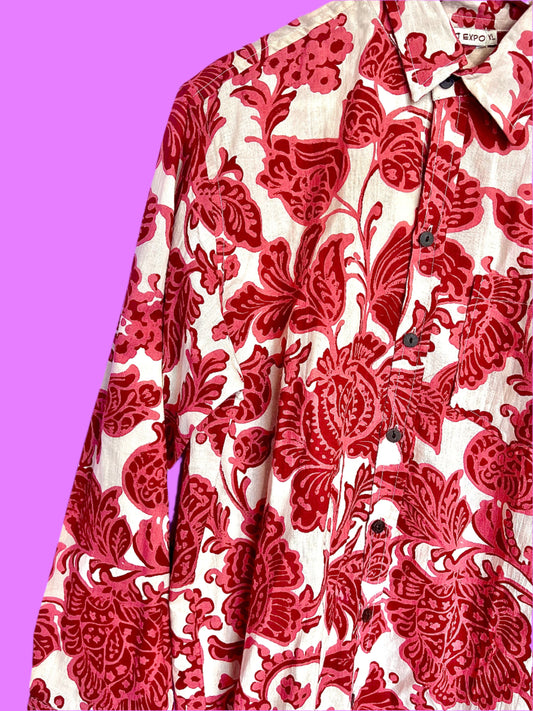 SAIRA Long Sleeve Red and Cream Floral