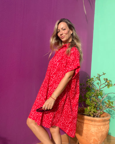 ALBA Maxi Shirt Berry Bloom, coastal resort wear — The Cocoon Way
