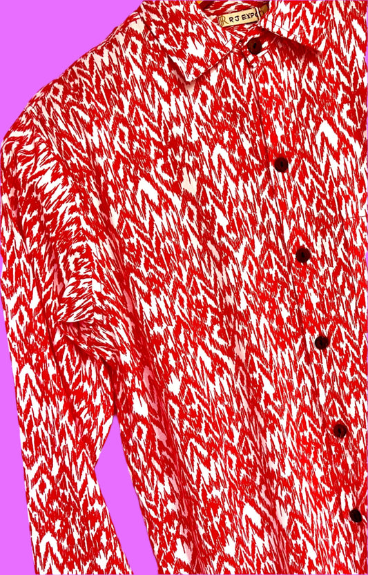 SAIRA Long Sleeve Red Zigzag