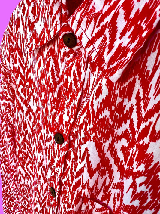 SAIRA Long Sleeve Red Zigzag