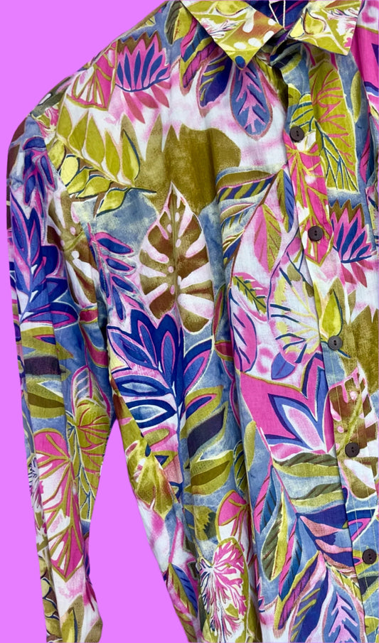 PADMA Long Sleeve Pink and Green Foral