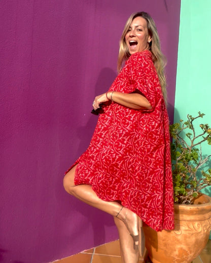 ALBA Maxi Shirt Berry Bloom