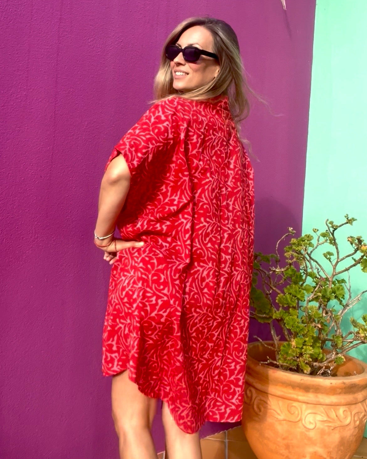 ALBA Maxi Shirt Berry Bloom