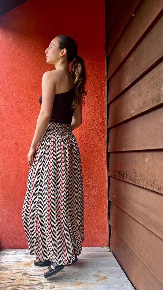 RASA Pants Red & Black Chevron