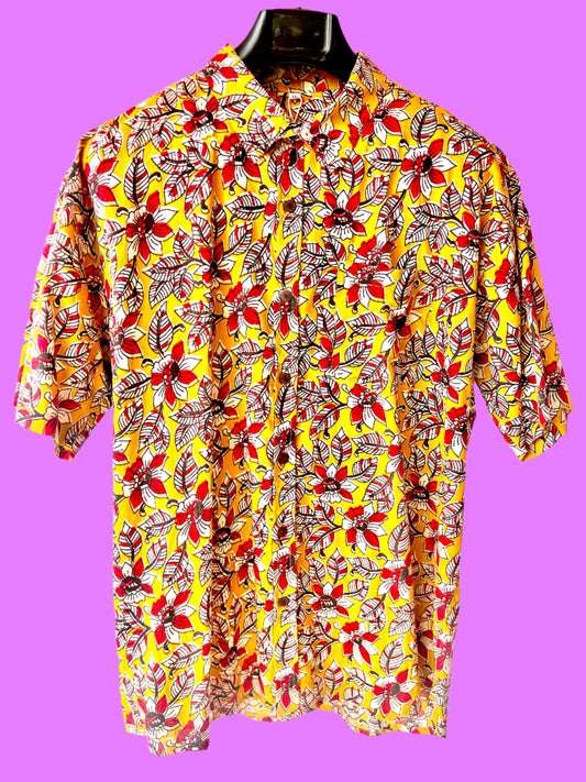 PADMA Short Sleeve Shirt Yellow Floral