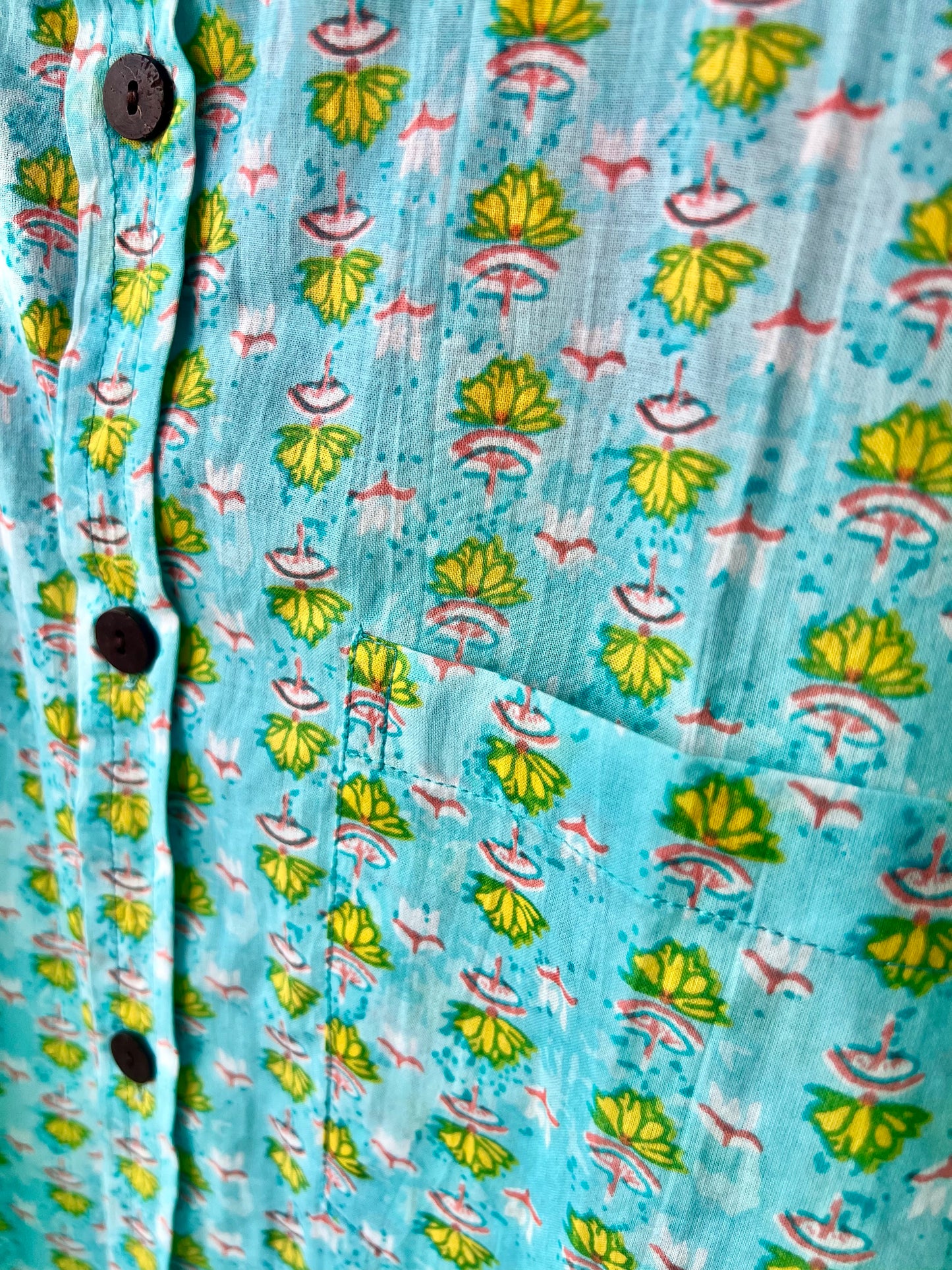 PADMA Short Sleeve Shirt | Turquoise Mimosa
