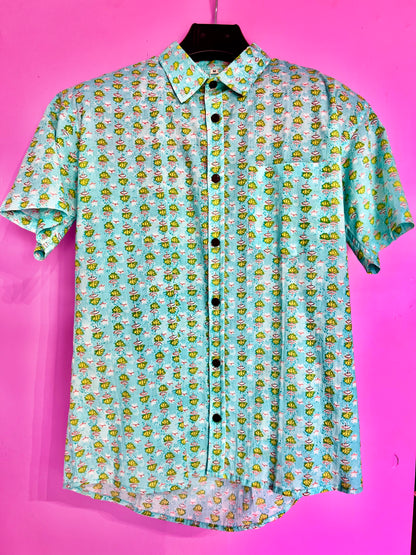 PADMA Short Sleeve Shirt | Turquoise Mimosa