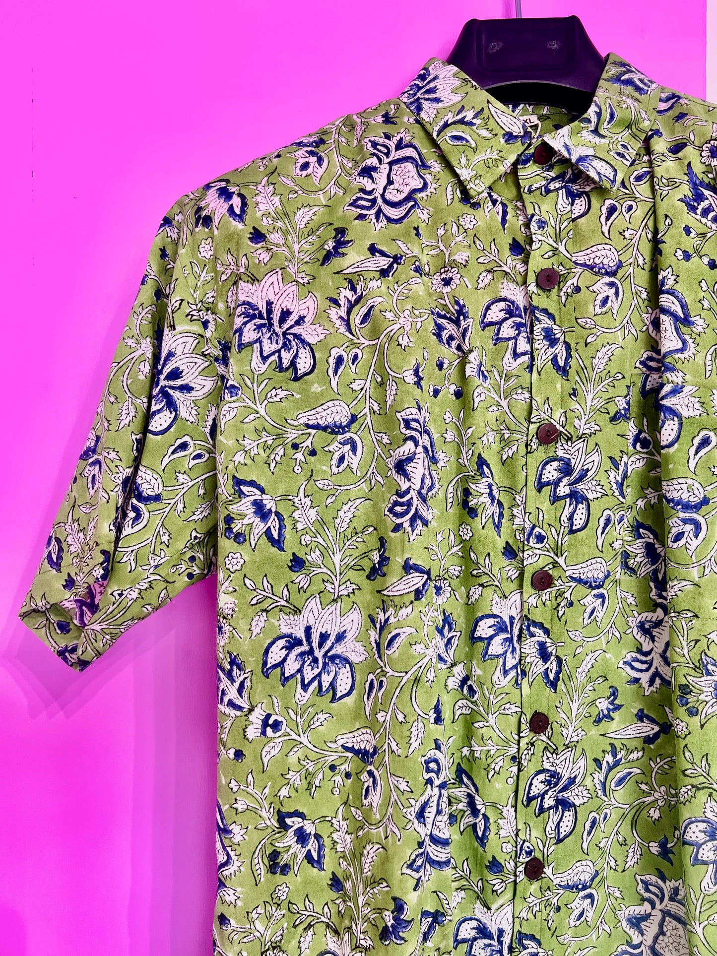 PADMA Short Sleeve Shirt Green Floral