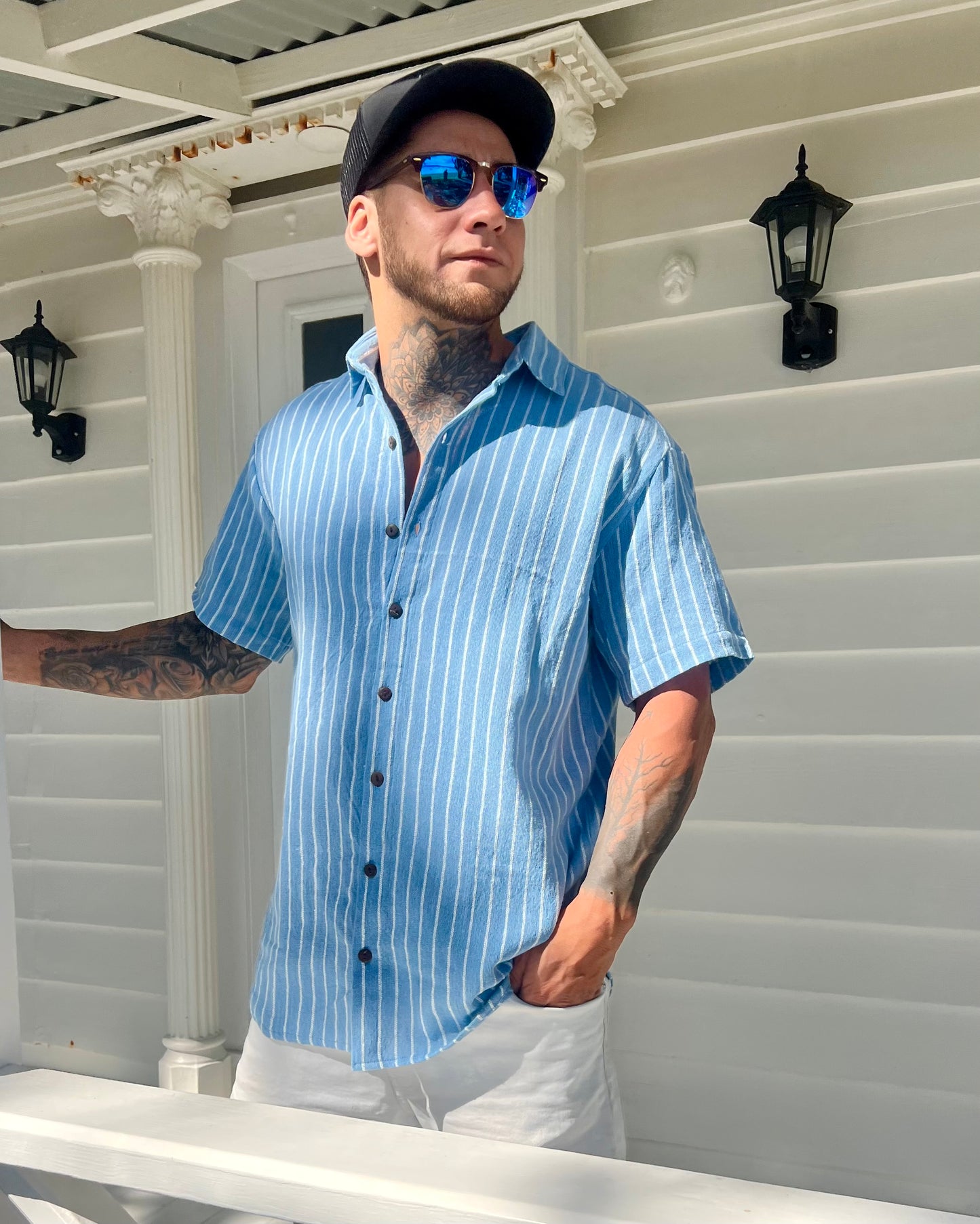AMBE Short Sleeve Shirt Milos, coastal resort wear — The Cocoon Way