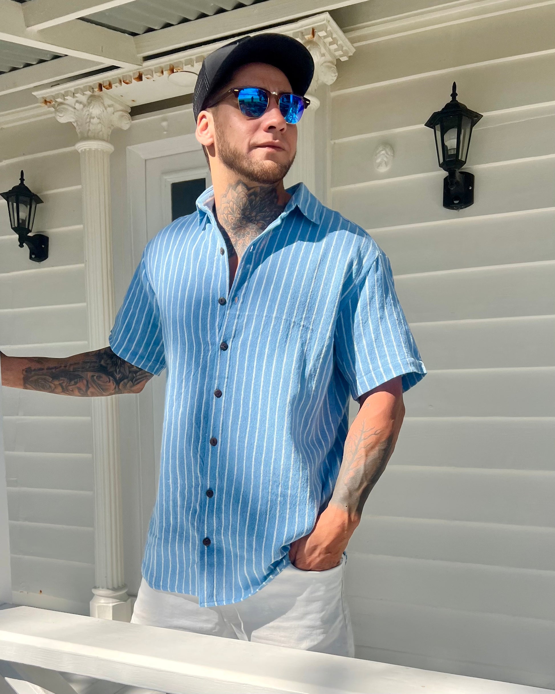 AMBE Short Sleeve Shirt Milos, coastal resort wear — The Cocoon Way