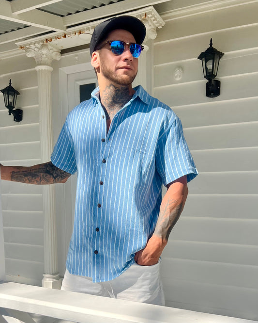 AMBE Short Sleeve Shirt Milos, coastal resort wear — The Cocoon Way