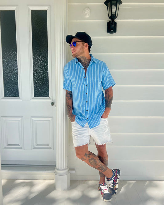 AMBE Short Sleeve Shirt Milos (view 2), coastal resort wear — The Cocoon Way