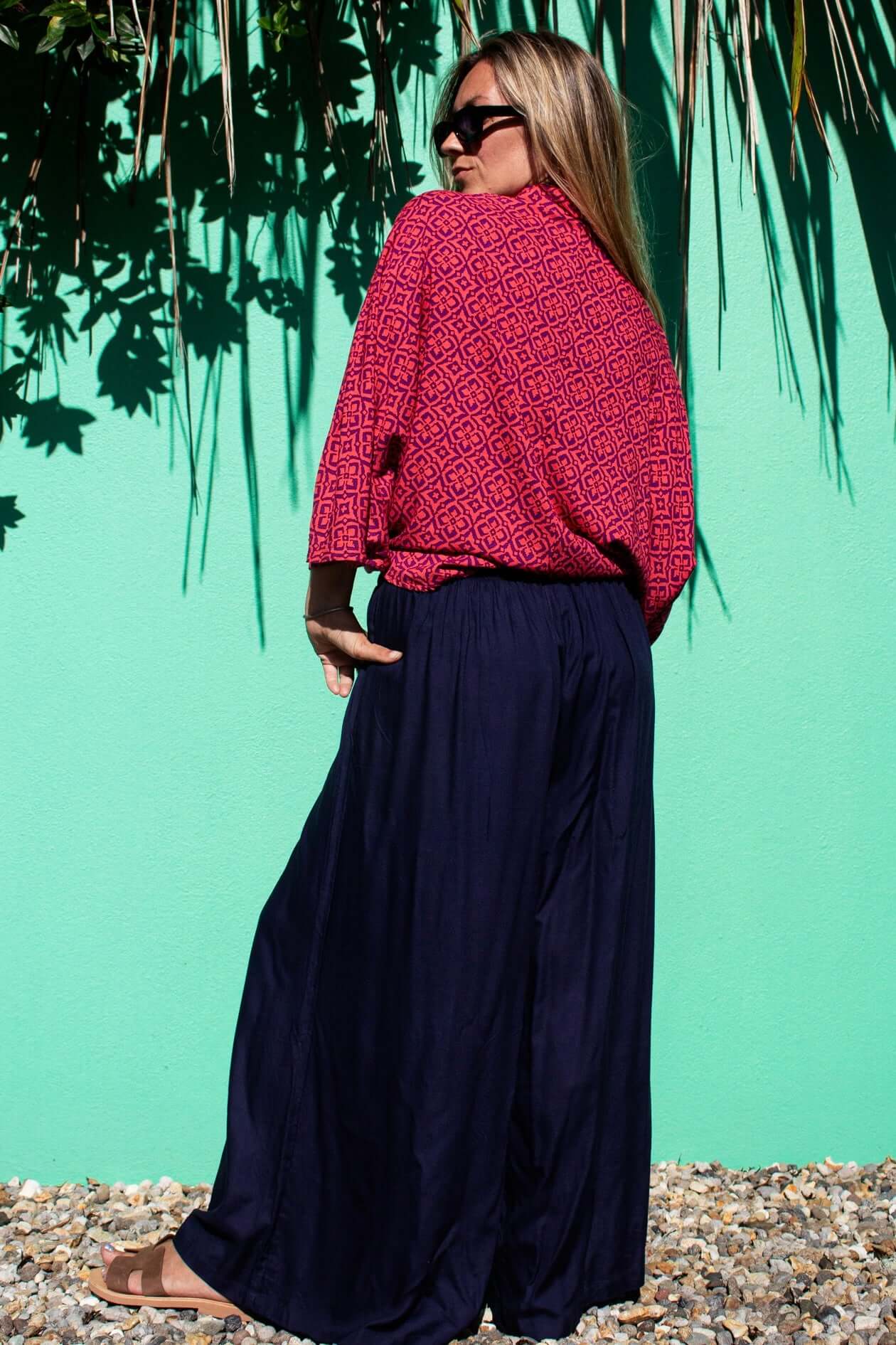 RASA Pants Blue Ink (view 2), coastal resort wear — The Cocoon Way