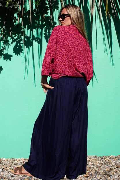 RASA Pants Blue Ink (view 2), coastal resort wear — The Cocoon Way