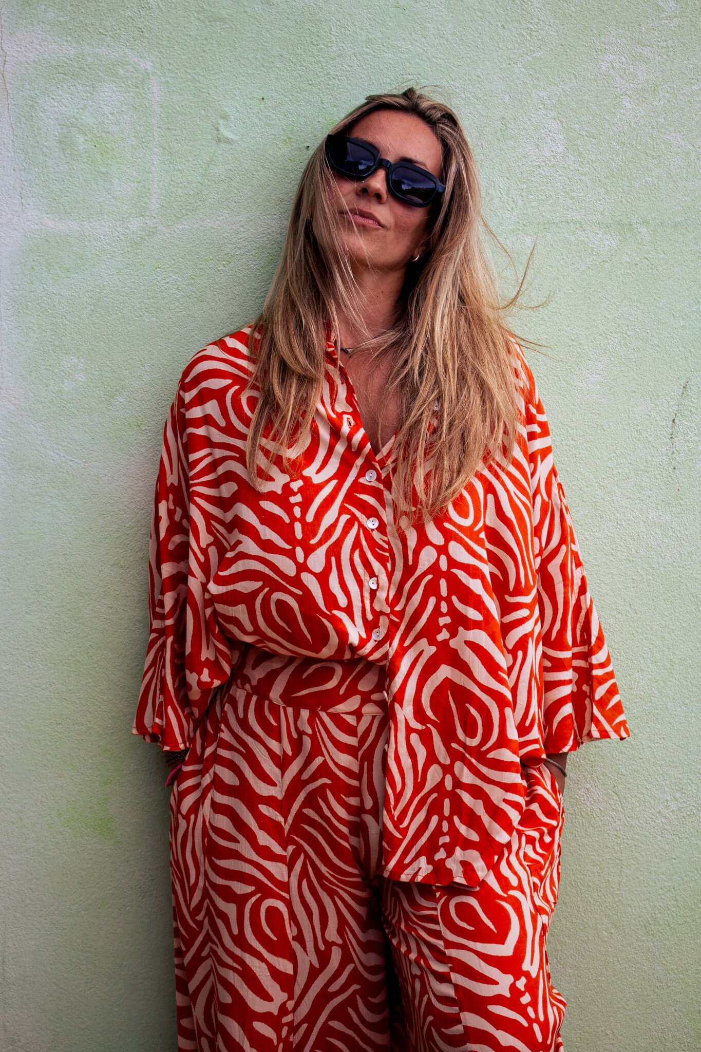 MONIKA Shirt Orange Pop (view 2), coastal resort wear — The Cocoon Way