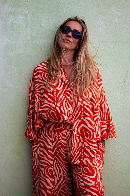 MONIKA Shirt Orange Pop (view 2), coastal resort wear — The Cocoon Way