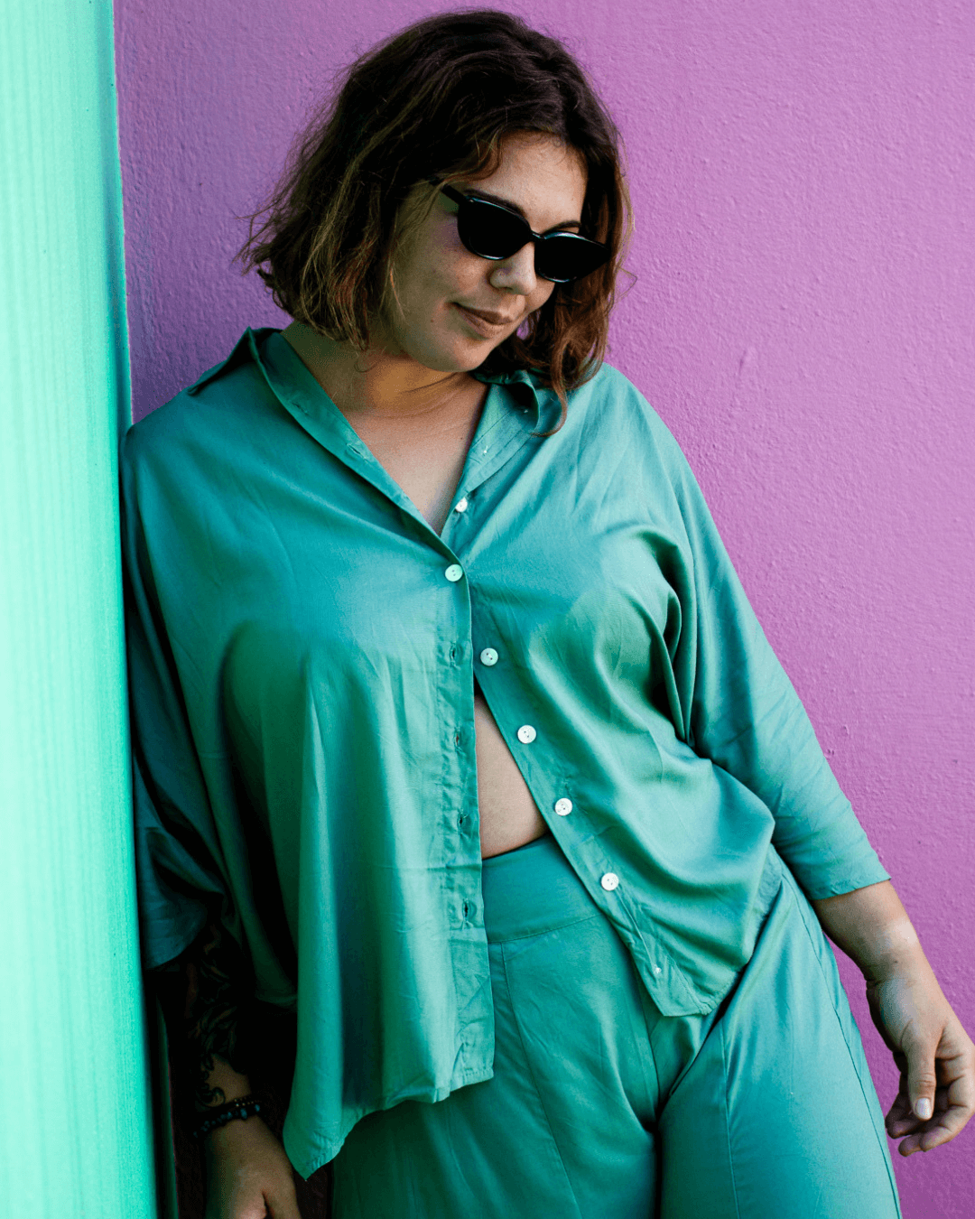 MONIKA Shirt Teal (view 3), coastal resort wear — The Cocoon Way