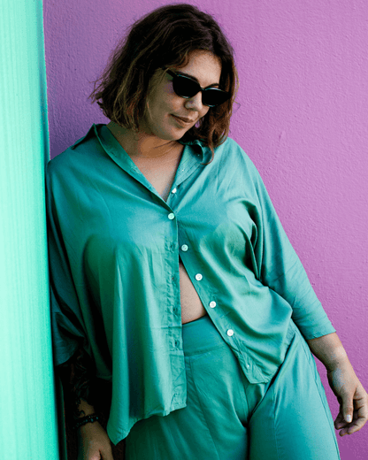MONIKA Shirt Teal (view 3), coastal resort wear — The Cocoon Way
