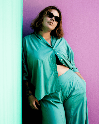 MONIKA Shirt Teal (view 4), coastal resort wear — The Cocoon Way