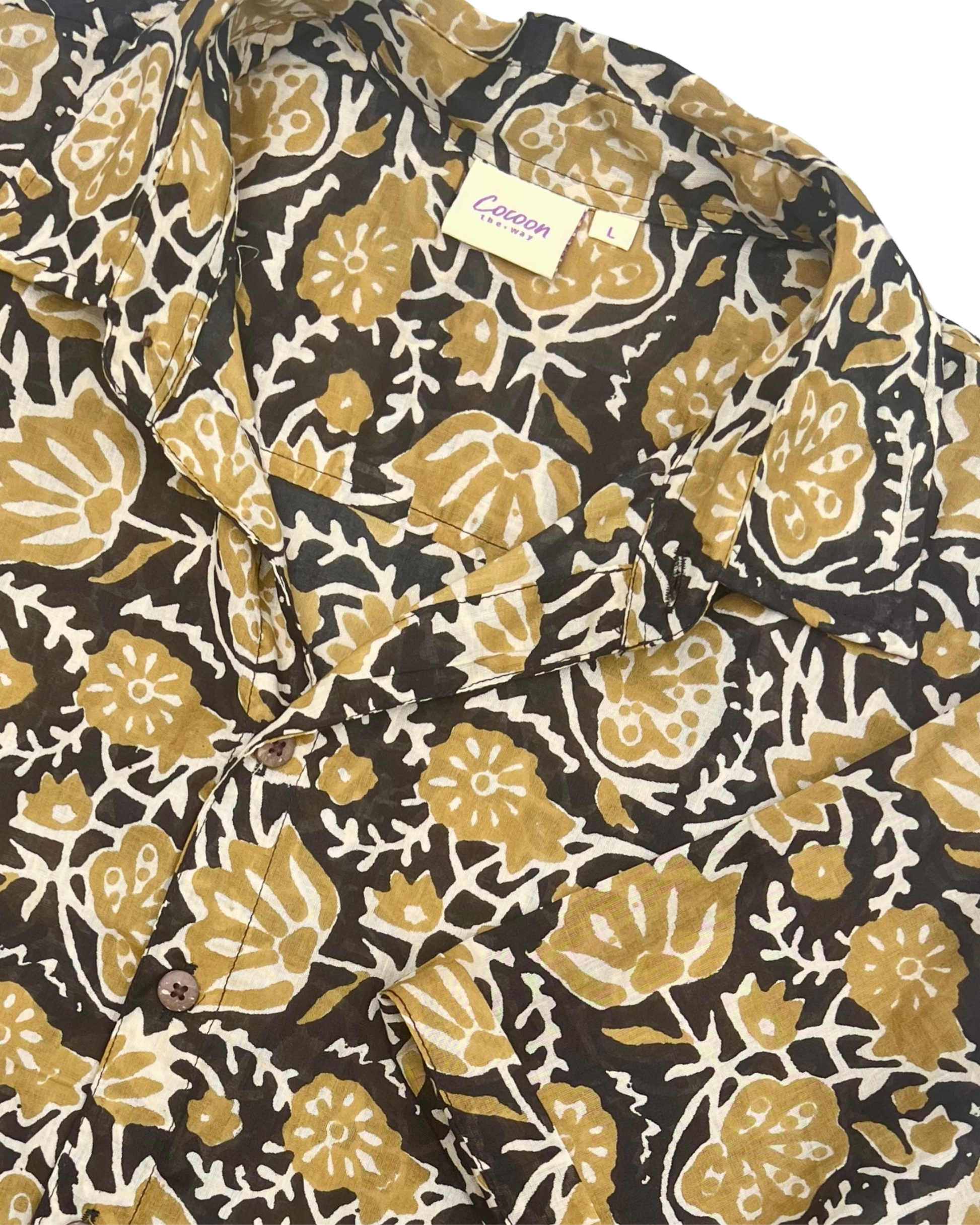 SAIRA Short Sleeve Shirt with floral print in rich colors from The Cocoon Way.