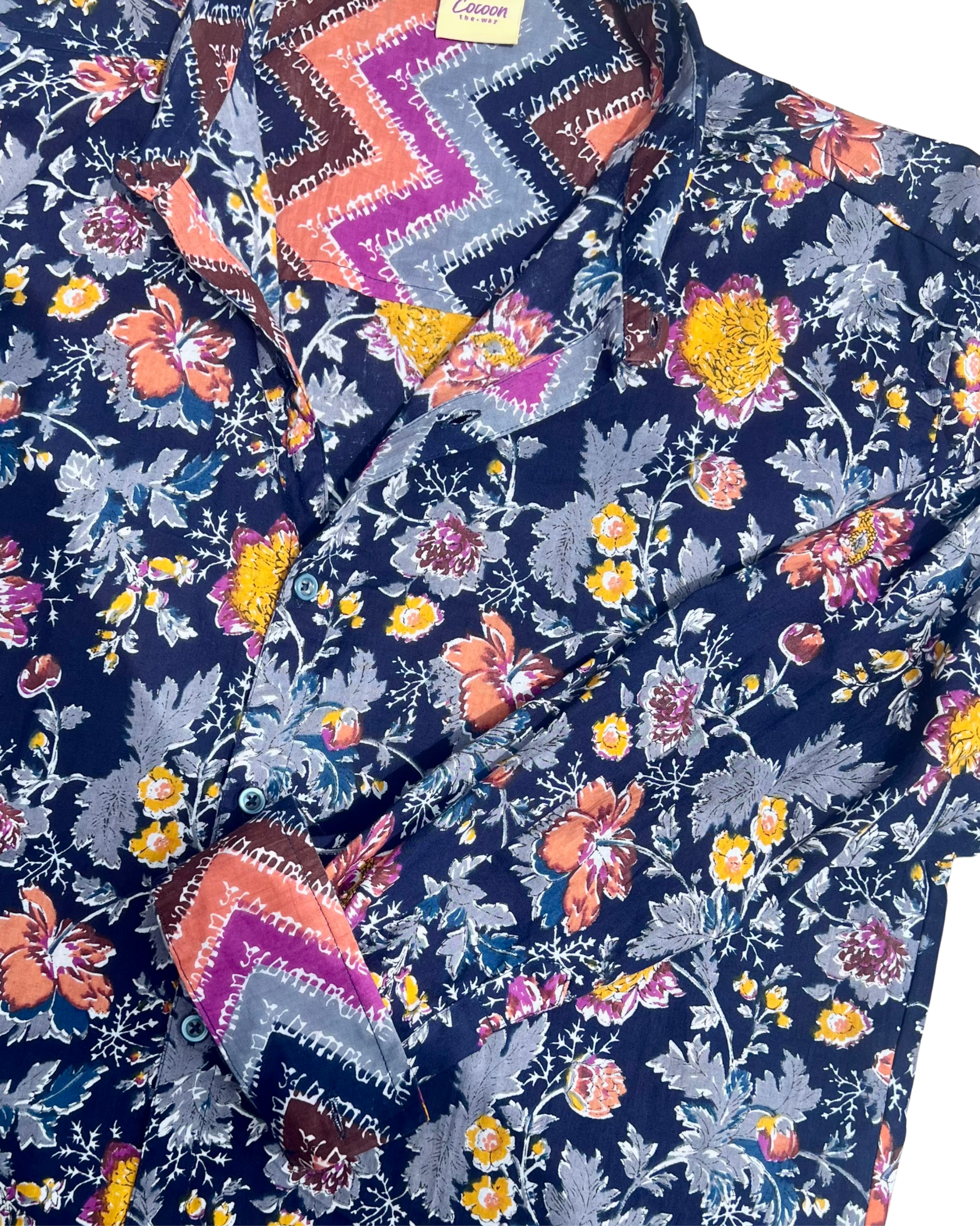 PADMA Long Sleeve Shirt Amsterdam in floral design featuring vibrant colors on soft fabric.